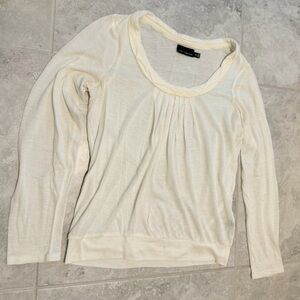 The Limited Ivory Long Sleeve Gathered Neck Knit Top | XS